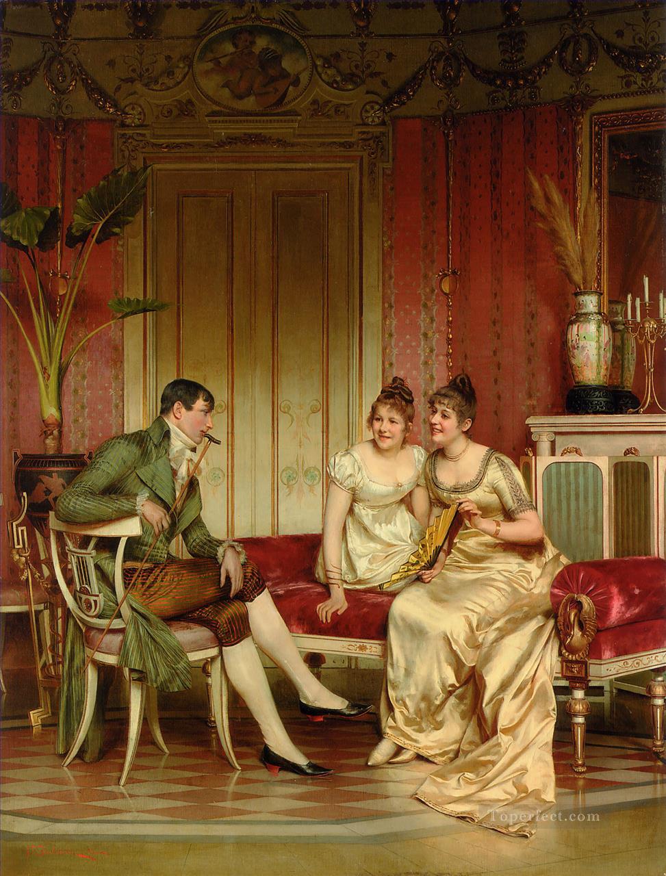 The Afternoon Visitor lady Frederic Soulacroix Oil Paintings